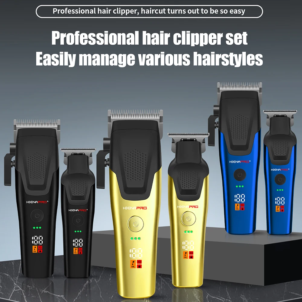 

HIENA Hair Cutting Kit with LED Display USB, Gifts for Men Hair Clippers Set for Men Professional Barber Kit for Hair Cutting Cordless Rechargeable Clippers and Trimmers Set