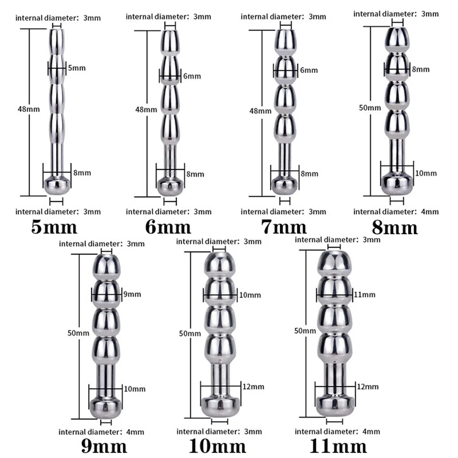 7 dimensioni maschio in metallo inox dilatatore uretrale giocattoli del sesso per gli uomini catetere occhio di cavallo bastone stimolazione spina del pene strumenti masturbatore