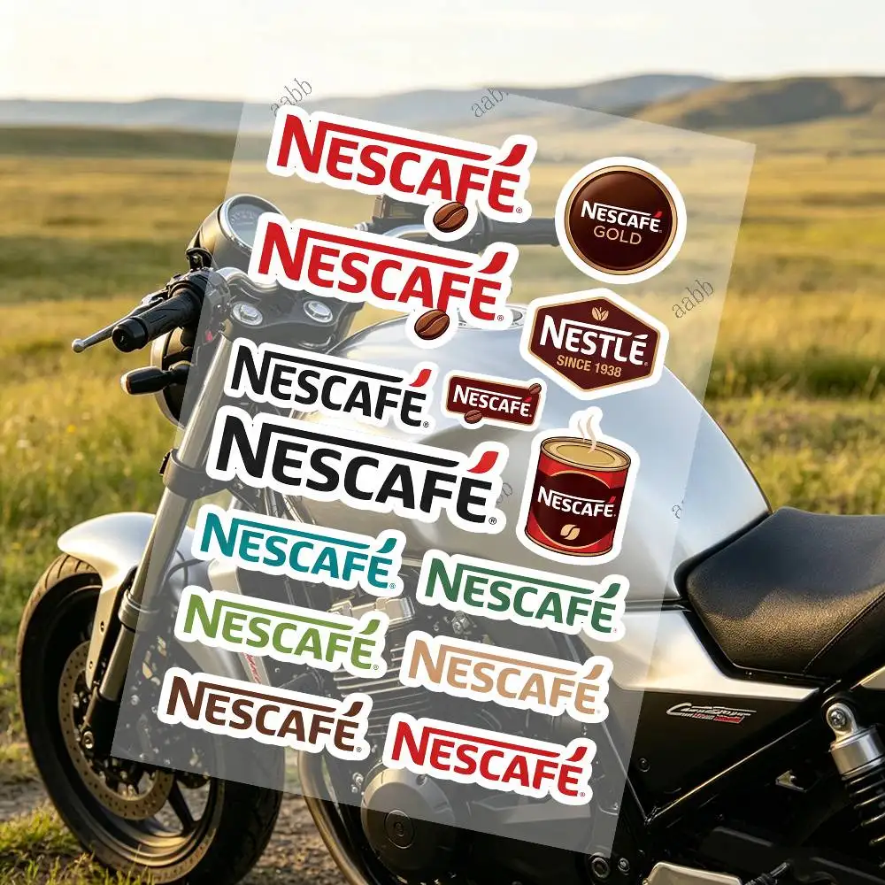 N-Nescafe Reflective Motorcycle Stickers Waterproof Vinyl Decals For Motorbike Helmet Fuel Tank Bike view 4