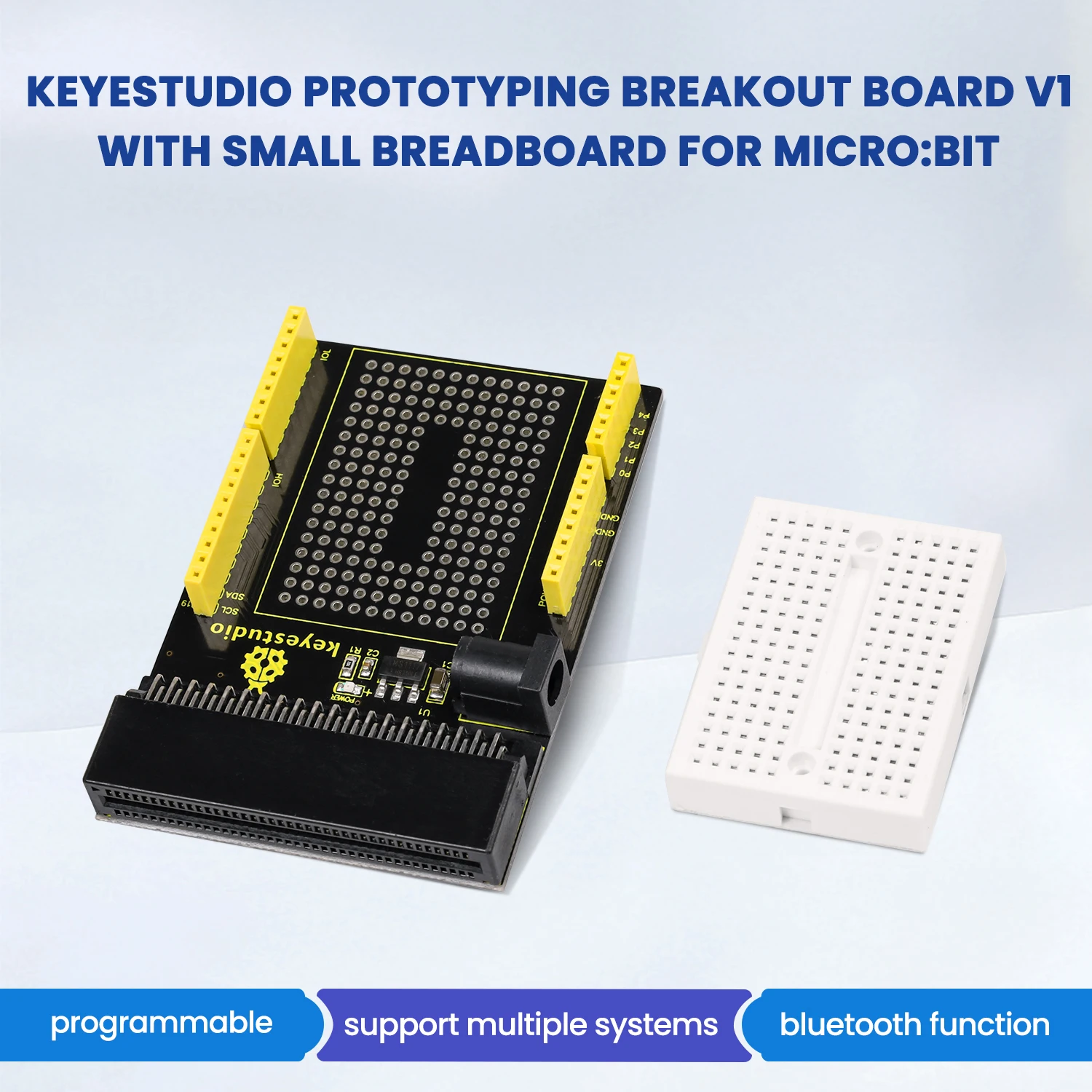 Keyestudio Micro:bit Prototyping Breakout Board V1+Breadboard for BBC Microbit V2 Projects Programming STEM Education Parts