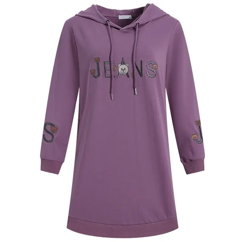 Hooded Sweatshirts Womens Clothing 2023 Spring Autumn Drawstring Letter Printing Long Sleeve Mid Length Version Pullover Tops