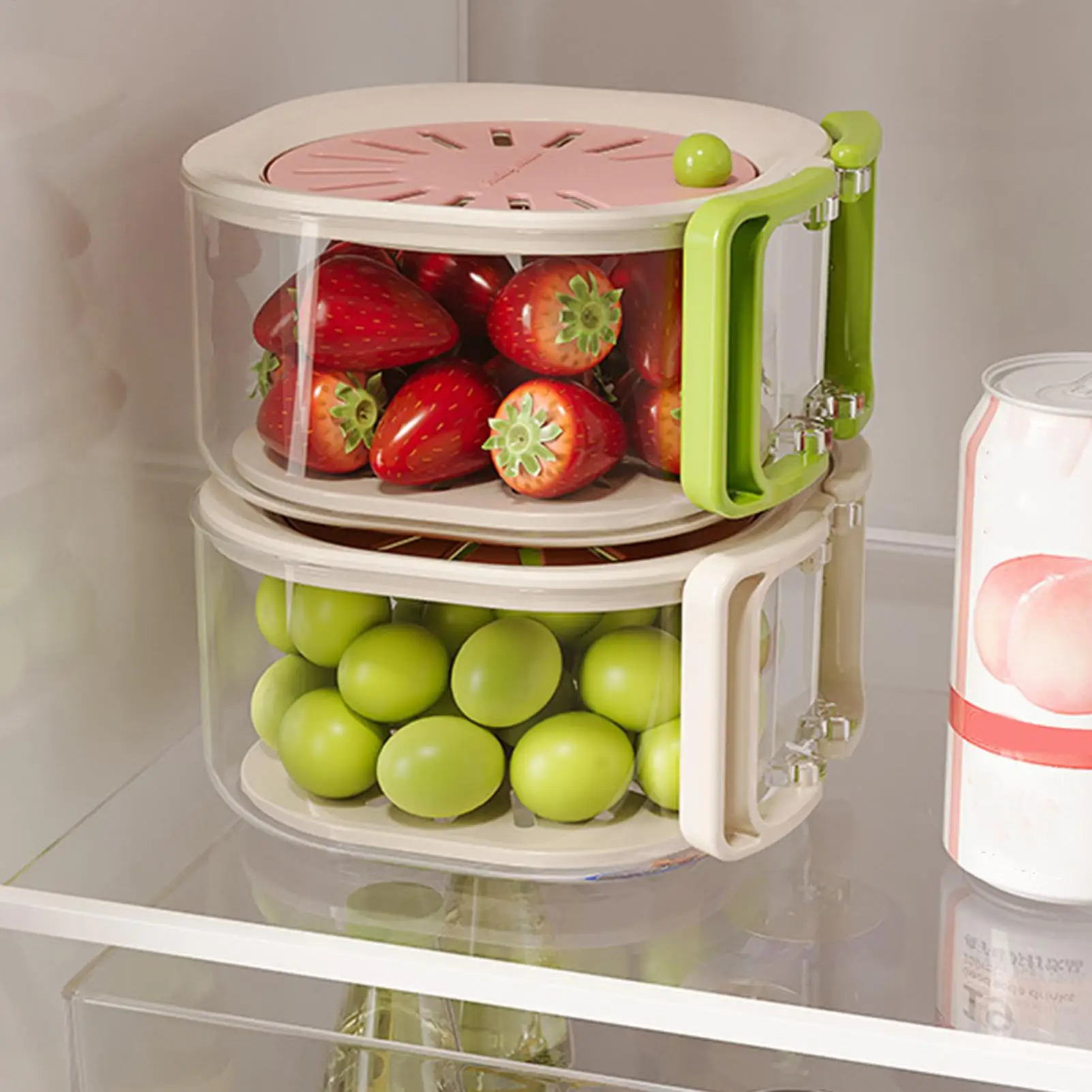 Dust-Proof Fruit Drainer Basket Hidden Folding Handle Drain Switch Expandable 2-In-1 Thickened Dewatering Dishwashing Basket