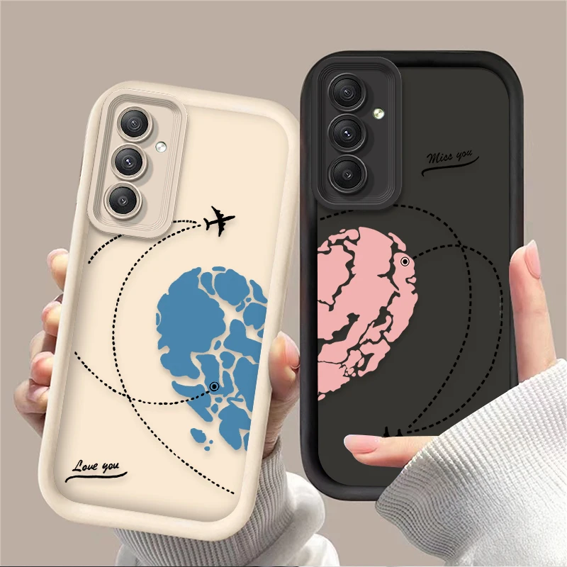 Love Heart Paired Case for Samsung Galaxy A55 A15 A35 A25 A05 A05S 5G A24 A13 A23 A12 A22 A32 A52 A52S A71 A72 A51 4G Soft Cover