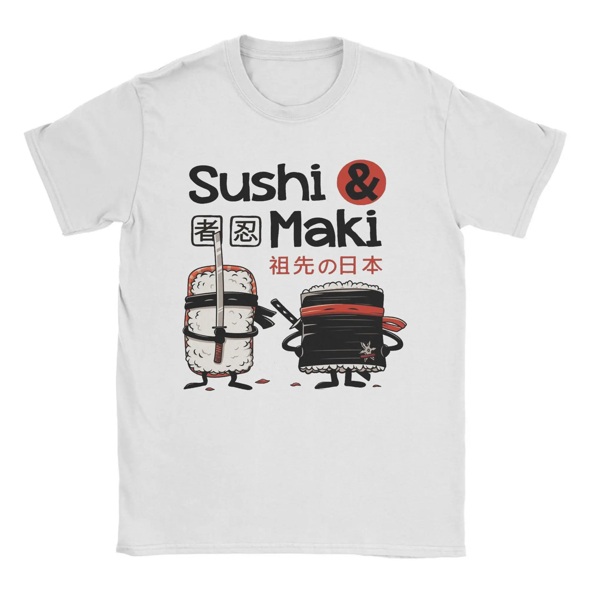 Camiseta para hombre Sushi & Maki Japan Food divertida Camiseta de algodón puro Camiseta de manga corta ropa de cuello redondo Tops transpirables