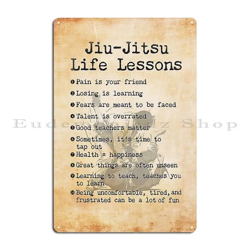 Jiu Jitsu Life Lessons Vintage Metal Plaque Poster Plates Print Cave Club Wall Pub Tin Sign Poster