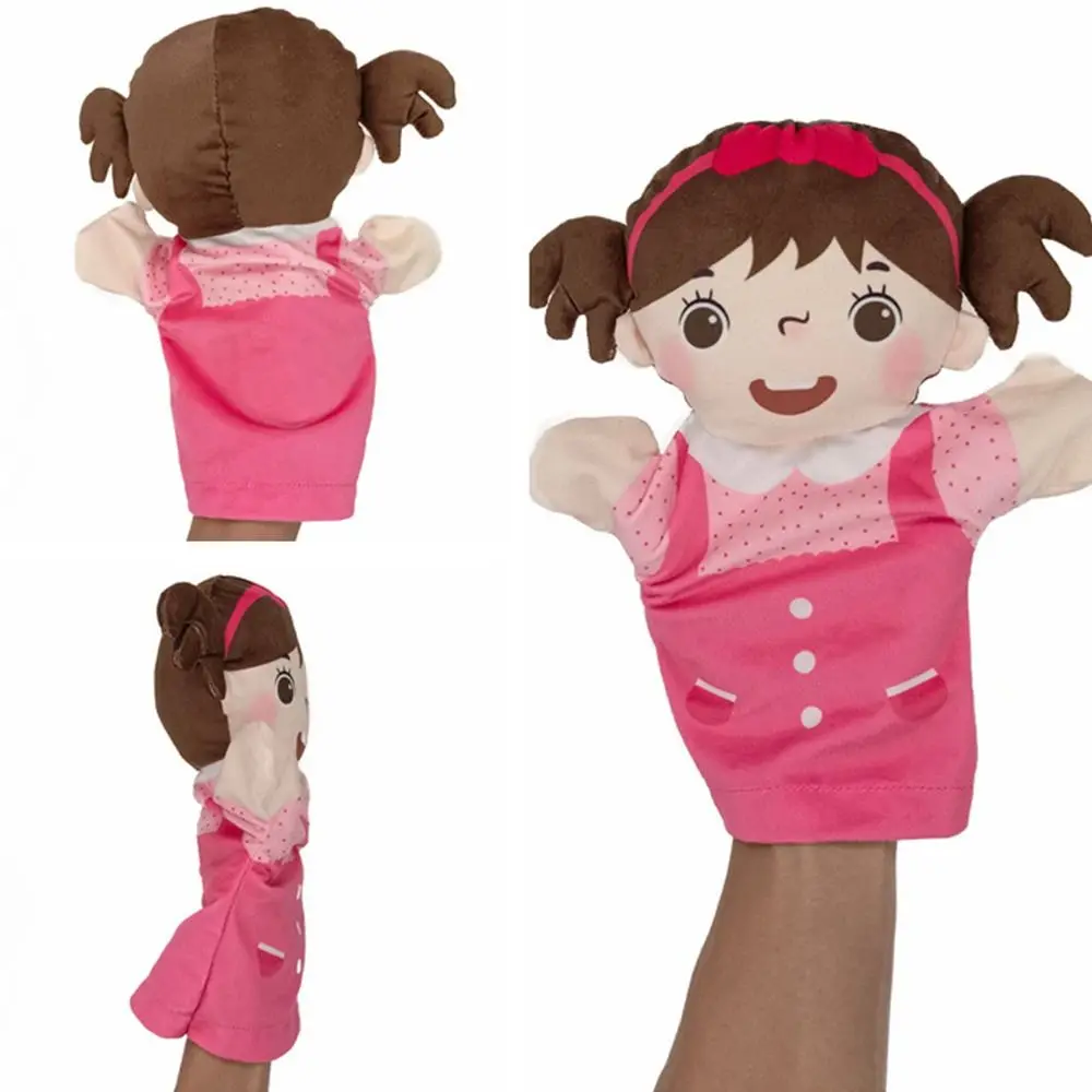 Lindo padre-niño marioneta de mano para niños abuelos de peluche miembro de la familia marioneta hijo hija niños guantes de felpa juguetes de peluche