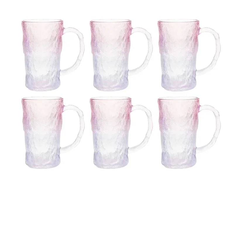 

Glacier glass cup ins high-value water cup set household matte coffee cup with handle #$