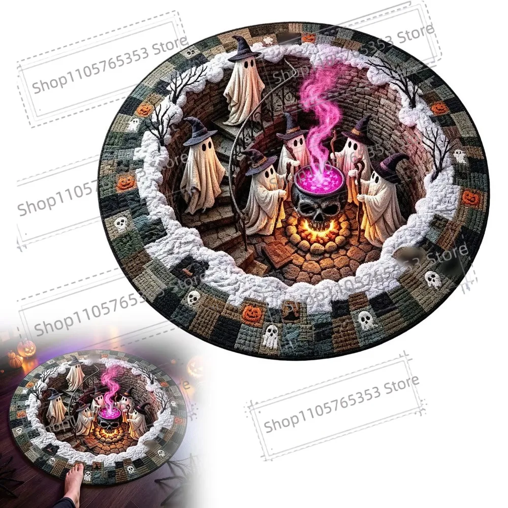 3D Halloween Ghost Circular Vortex Decorative Carpet Popular Gothic Rug Sofa and Coffee Table Blanket Home Decor Living Room