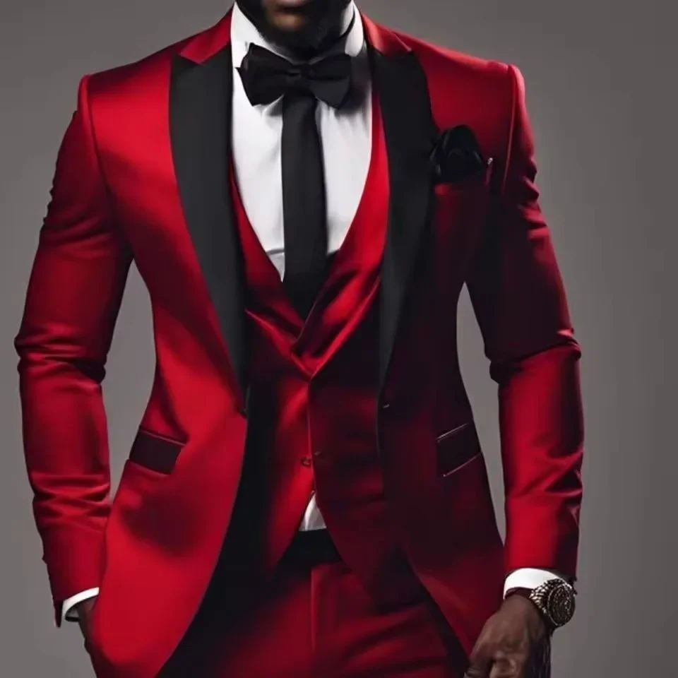 

Men's Suits Clothing Luxury 3 Piece Jacket Pants Vest Blazer Wedding Groomsmen Male Clothing Slim Fit Costume Homme