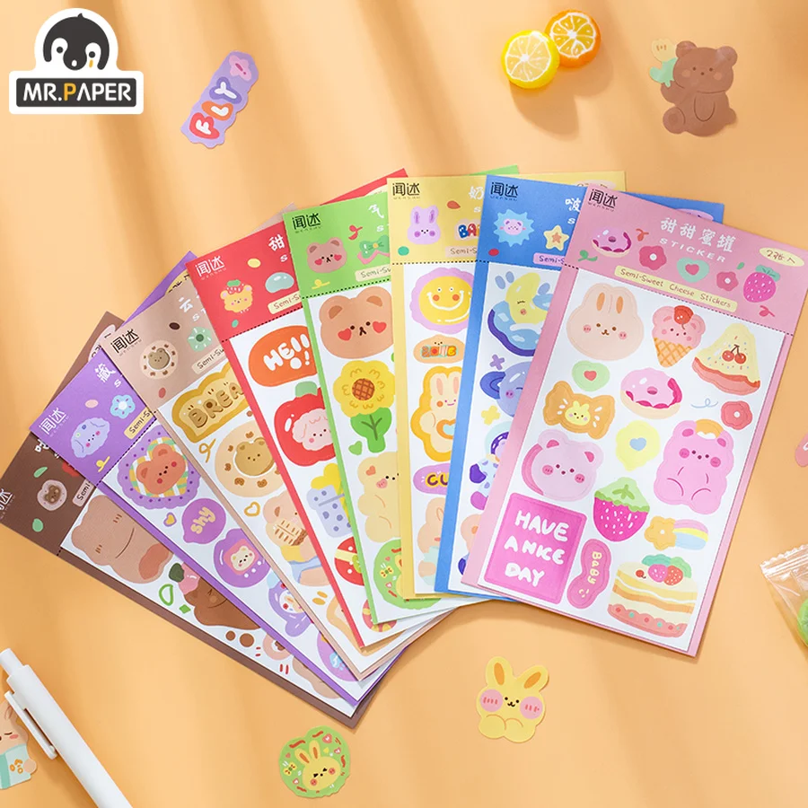 

Наклейки Mr. Paper 8 видов стилей маленькие животные Kawaii Мультфильм ручная роспись мультфильм ручная работа материал канцелярские милые наклейки