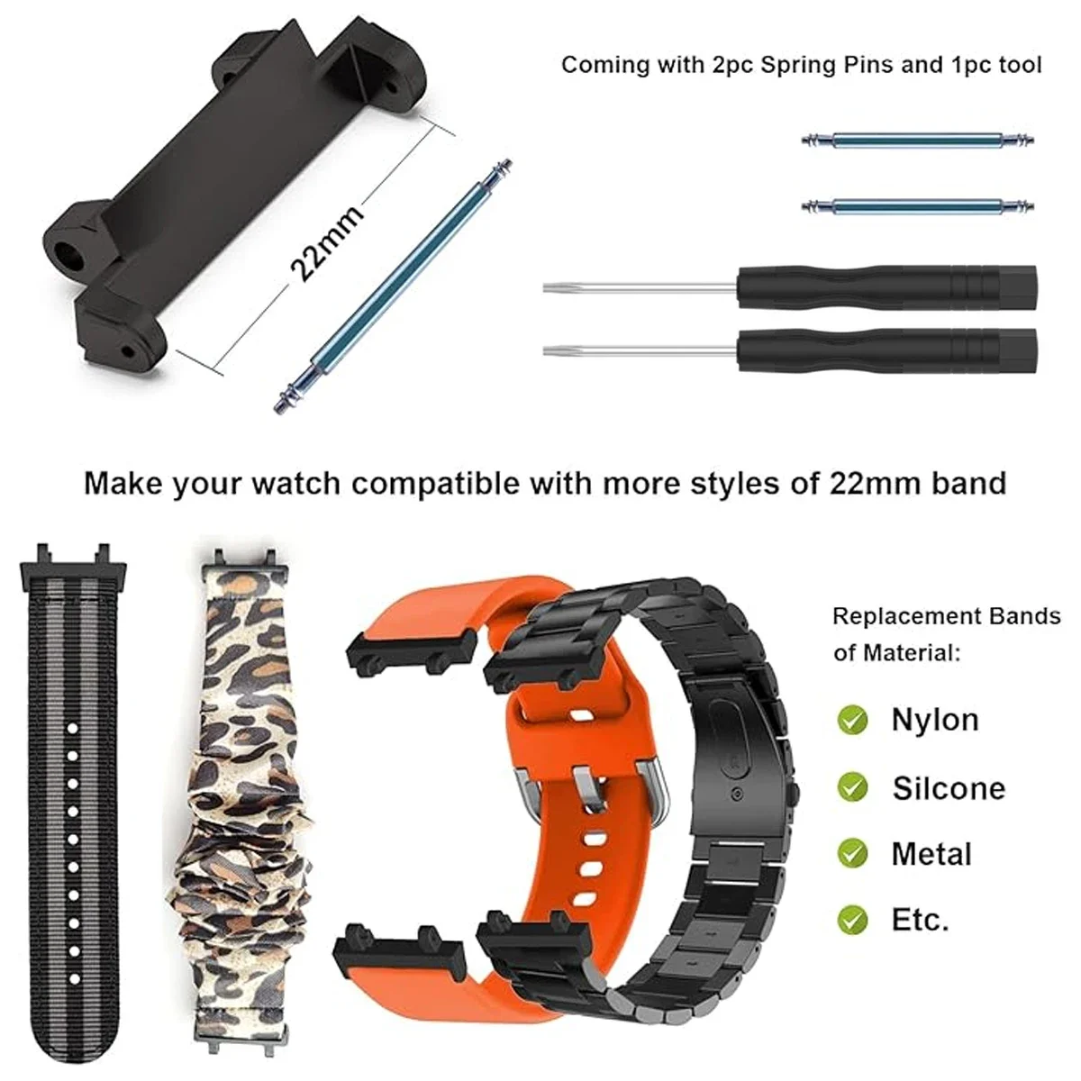 1 Set for Amazfit /T-Rex Pro/T Rex 2 /T Rex 3 Watch Band Connector Screw Tool Rod Metal Adapter Pin Screwdrivers Accessories