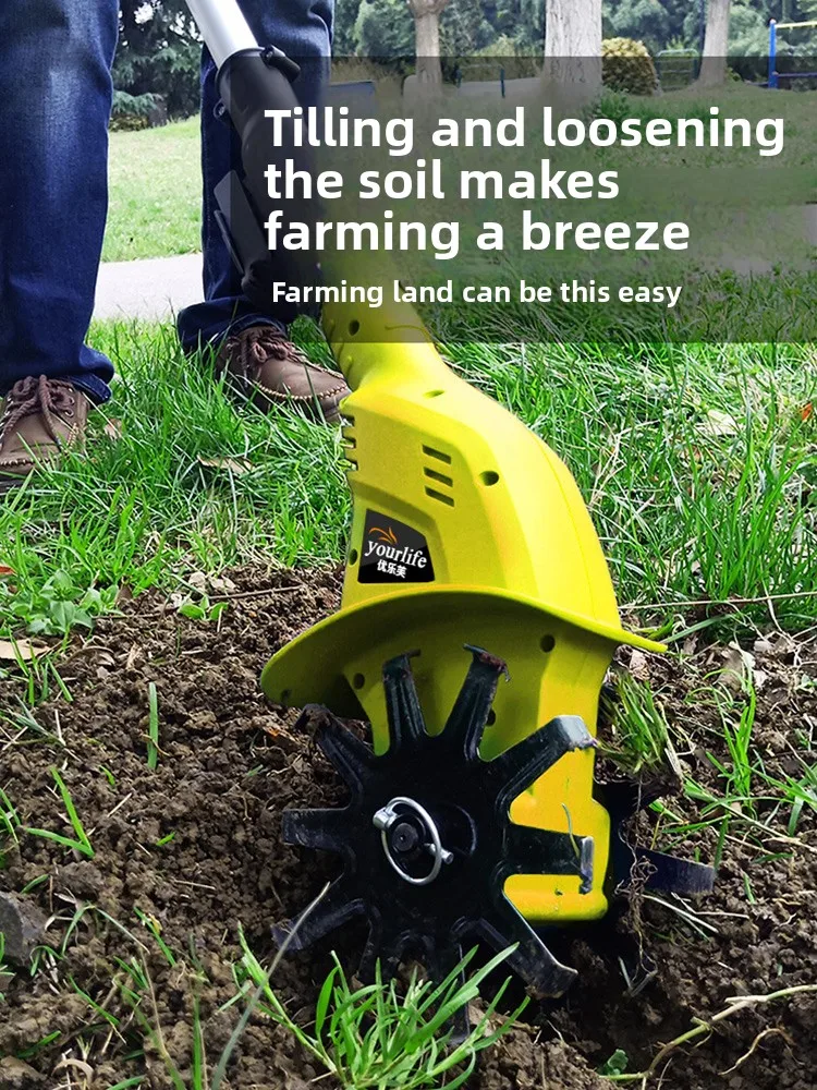 Handheld Lithium Electric Micro Tiller Cultivator Small Home Use Rotary Hoe view 2