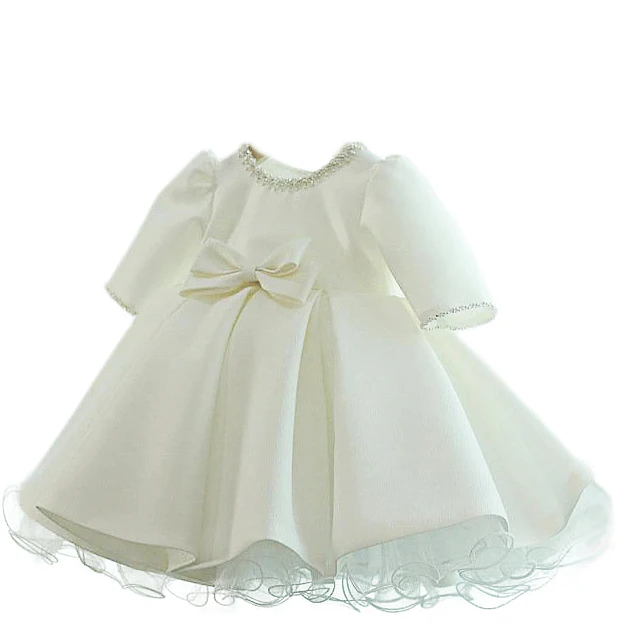 2023 Frühling Kinder Kleinkind Baby Blumenmädchen Satin Puffy Niedliches knielanges Kleid für Geburtstagszeremonien Hochzeit Party 1–9 Jahre – Detail 8