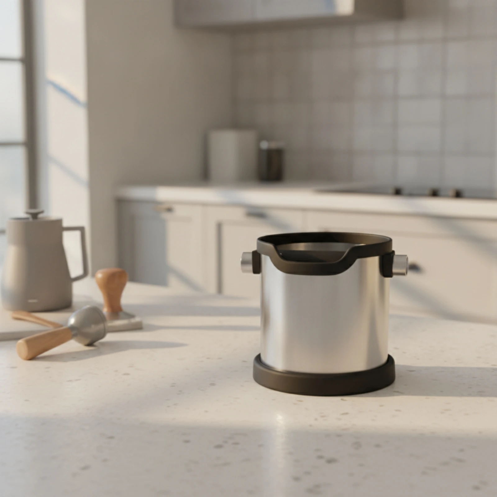 Espresso Knock Box Sturdy Duty Coffee Knock Box Espresso Grounds Container Non-Slip Base Coffee Puck Disposal Bin Removable Bar view 6