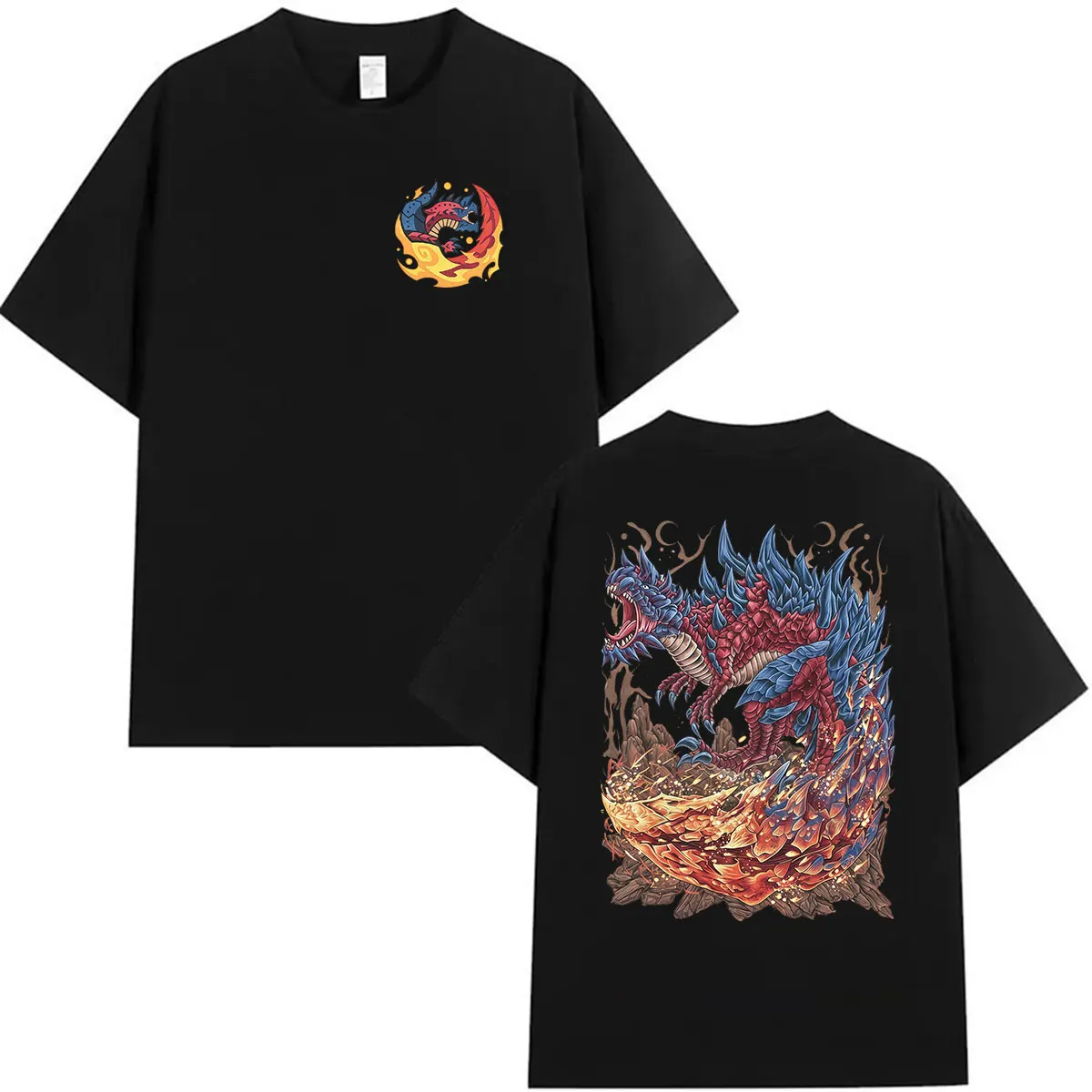 Hot Game Monster Hunter Glavenus The Scorching Blade Graphic T Shirts Men's Player Fans Fashion Short Sleeve T-shirt Streetwear