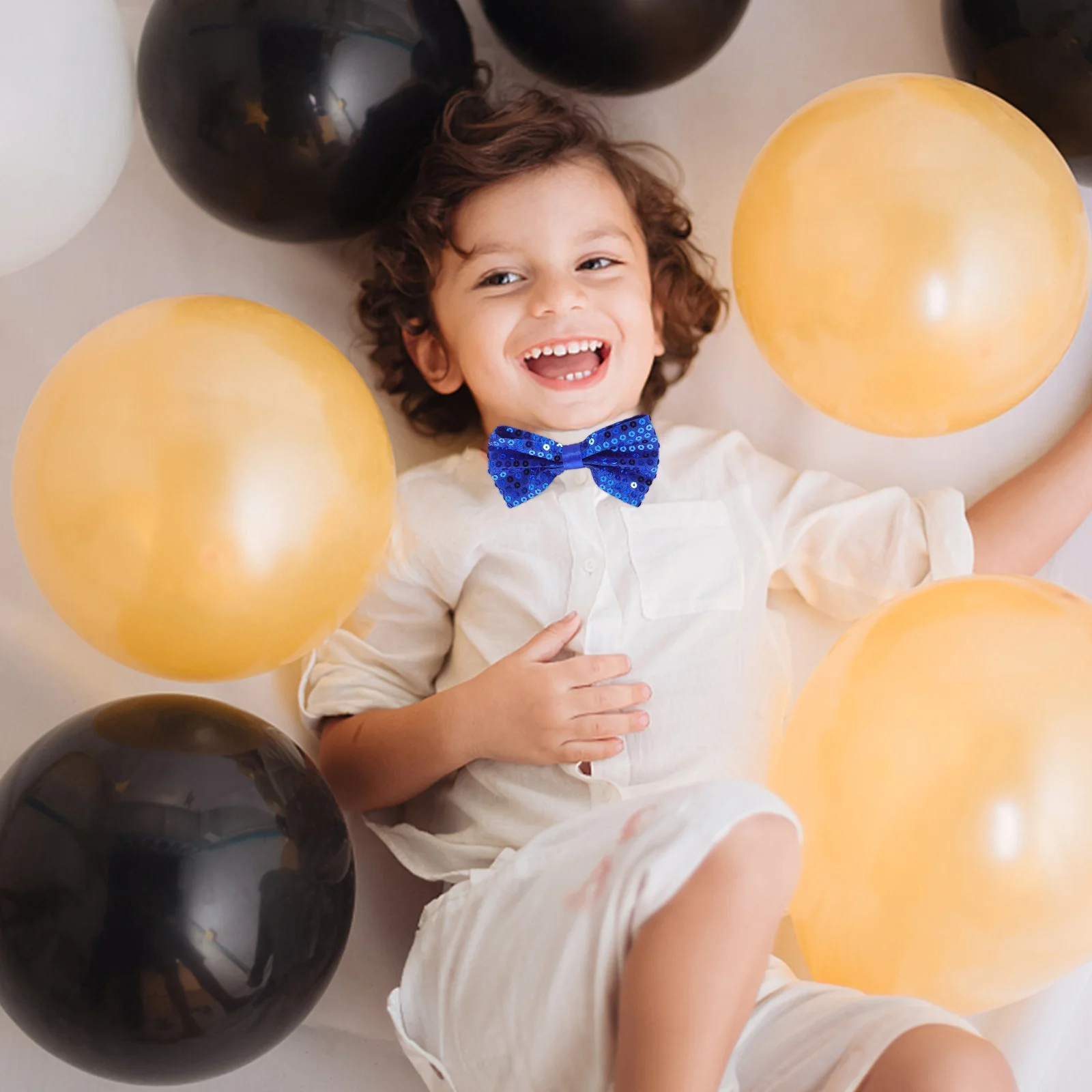 

5Pcs Kids Adjustable Sequin Bow Tie Sparkly Bowknot for Stage Graduation Ceremony Party Daily Wear Sequin Bow Ribbon