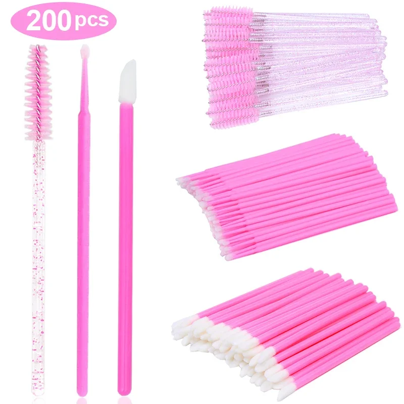 Brosse à cils jetable, 200 pièces, baguettes de Mascara, ensemble d'outils, rouge à lèvres, brillant à lèvres, applicateurs de maquillage