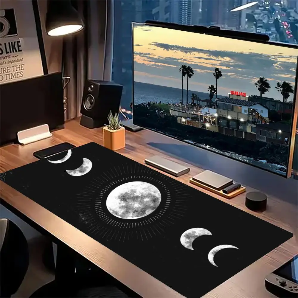 

Moon Phases Gothic Mouse Pad, Lunar Cycle Witchy Desk Mat, Large Non-Slip Mousepad for Celestial & Dark Aesthetics Lovers