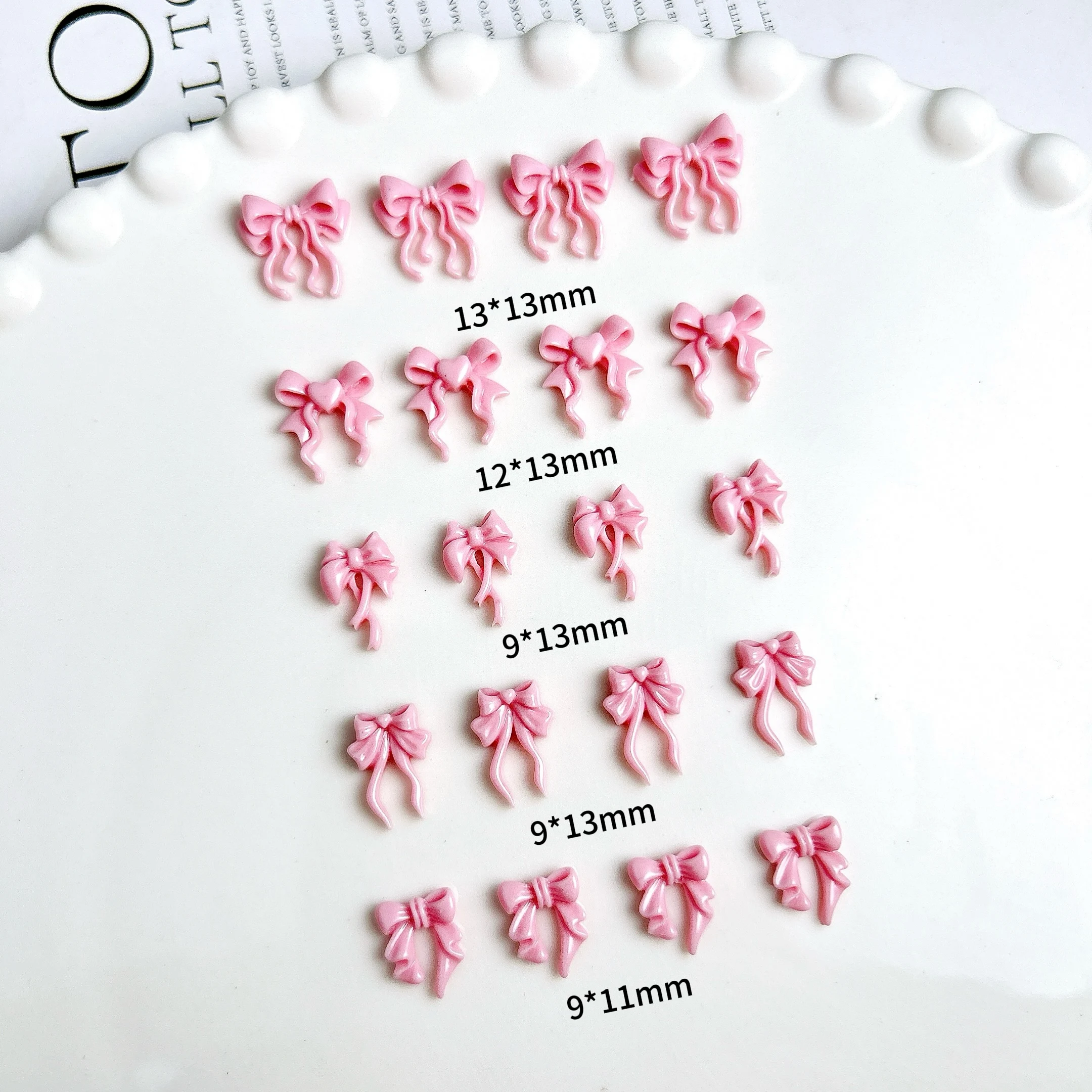 30PCS Solid Color Resin Wave Bows Resin Nail Art Decorations Minimalist Luminous Sweet Bowknots Nail Charms DIY Hairpin Nails