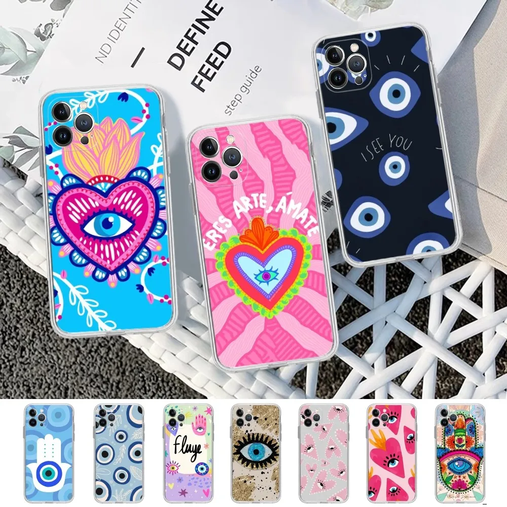 

Lucky Eye Blue Evil Eyes Phone Case For IPhone 16 15 14 13 12 Mini 11 Pro XS Max X XR SE 6 7 8 Plus Soft Silicone Cover