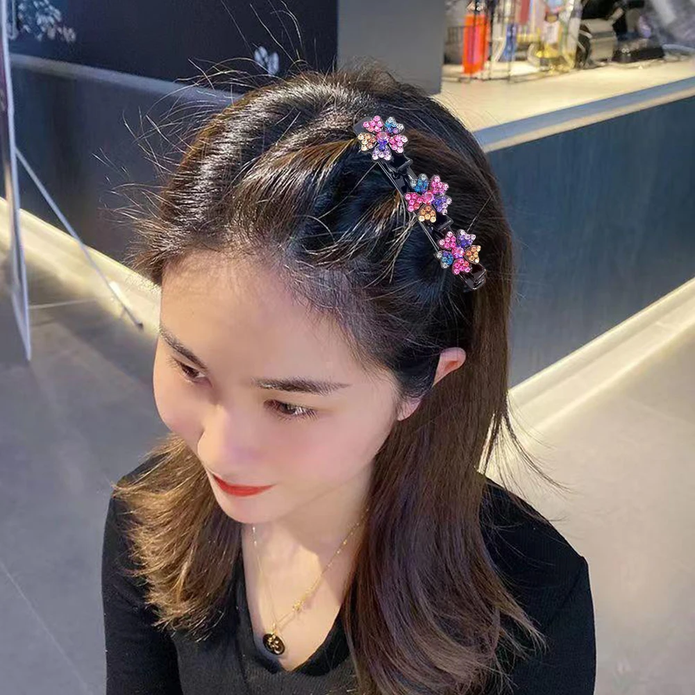 

Crystal Flowers Hair Clips Double Bangs Hairpin Non-Slip Fashion Hairpins with Velvet Bag Women Girls Barrettes Side Hair Clips