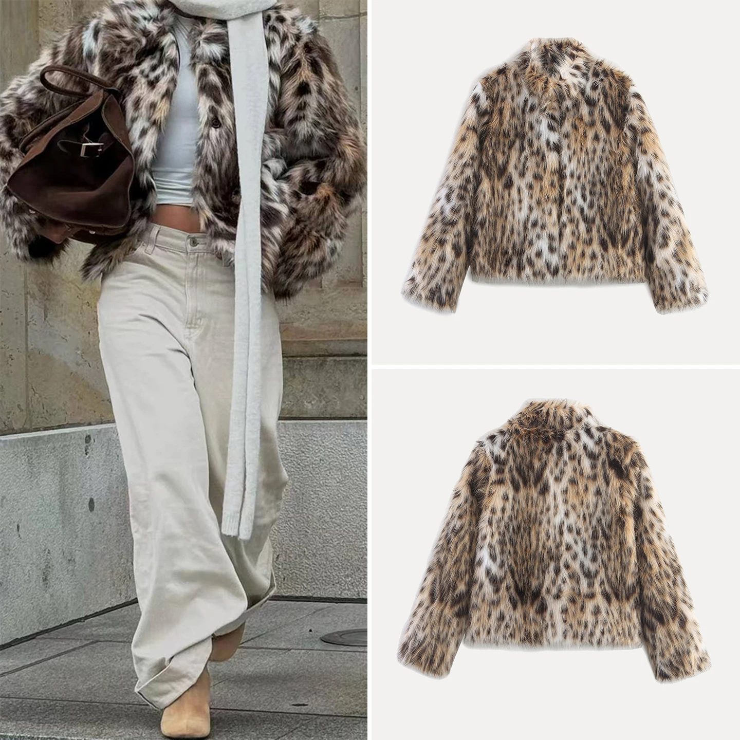 Faionable décontracté imprimé léopard manteau de fourrure artificielle femmes automne nouveau Sle polyvalent loisirs vêtements d'extérieur Stand Fit Europe...