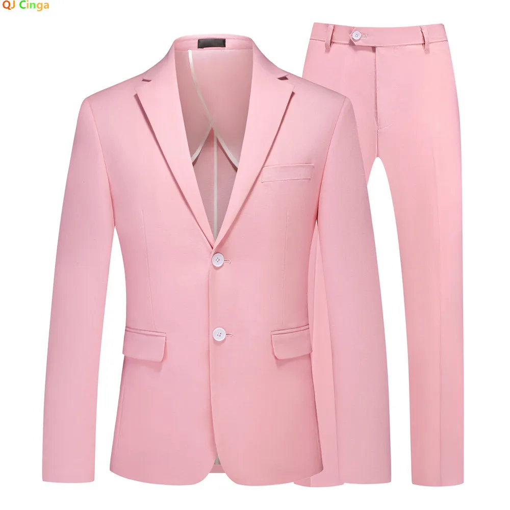 

Летний мужской костюм-двойка из хлопка и льна 2026 года, подходит для бизнеса, вечеринок и выступлений. Доступен в красном, синем, зеленом цветах.