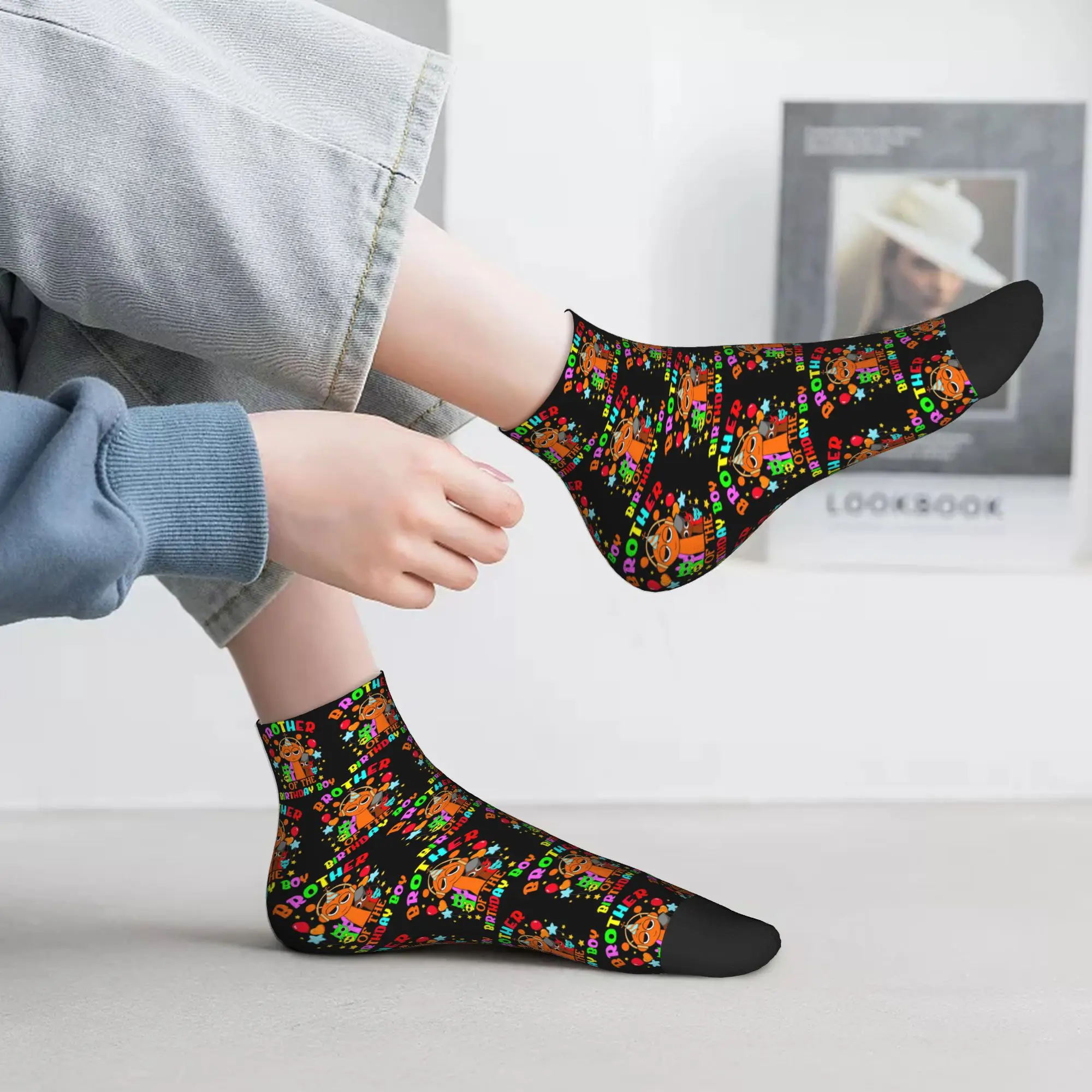 

All Seasons Brother Of The Birthday Boy Sprunki Birthday Socks Sport Middle Tube Socks Soft Funny Stockings for Men Women