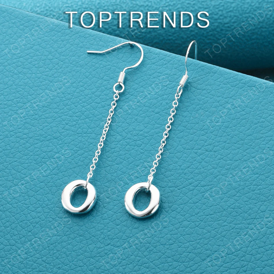 Elegant 925 Sterling Silver O-Shaped Drop Earrings Fashion Simple Women's Jewelry Birthday Wedding Christmas Party Accessories