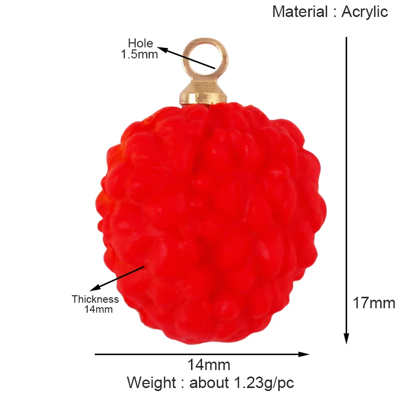 Arylic 3D Obst Erdbeere Traube Mango Durian Wassermelone Kirsche Granatapfel Charm Anhänger, Schmuck Halskette Armband Versorgung S18 – Detail 13