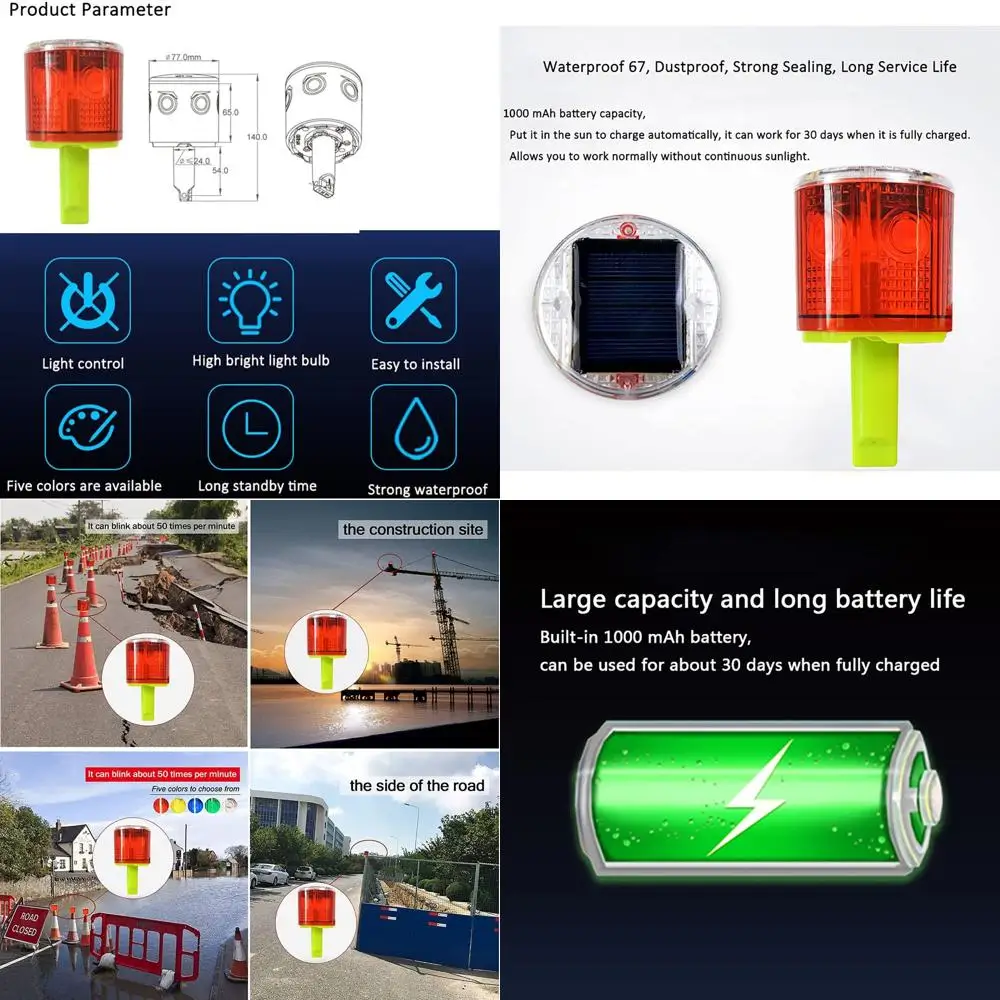 

Waterproof IP54 High-Brightness LED Warning Light, Traffic Signal, Safety Road Sign, Dock Marine Beacon (6-Pack, Yellow)
