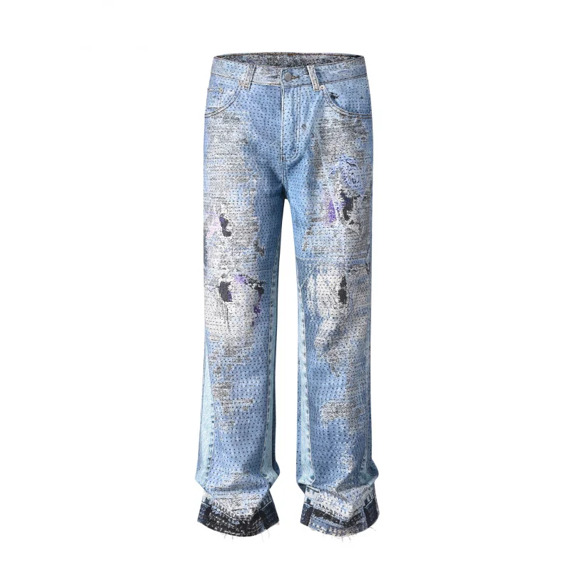 W2EJOURNEY الاتحاد الأوروبي الولايات المتحدة حجم الجينز الكلاسيكي شارع العليا الرجال والنساء متعددة جيب البضائع السراويل مستقيم عادية فضفاض ممزق السراويل #2