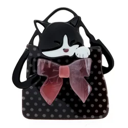 Women Acrylic Kitten Handbags Brooch Cute Small Animal Clothing Pins