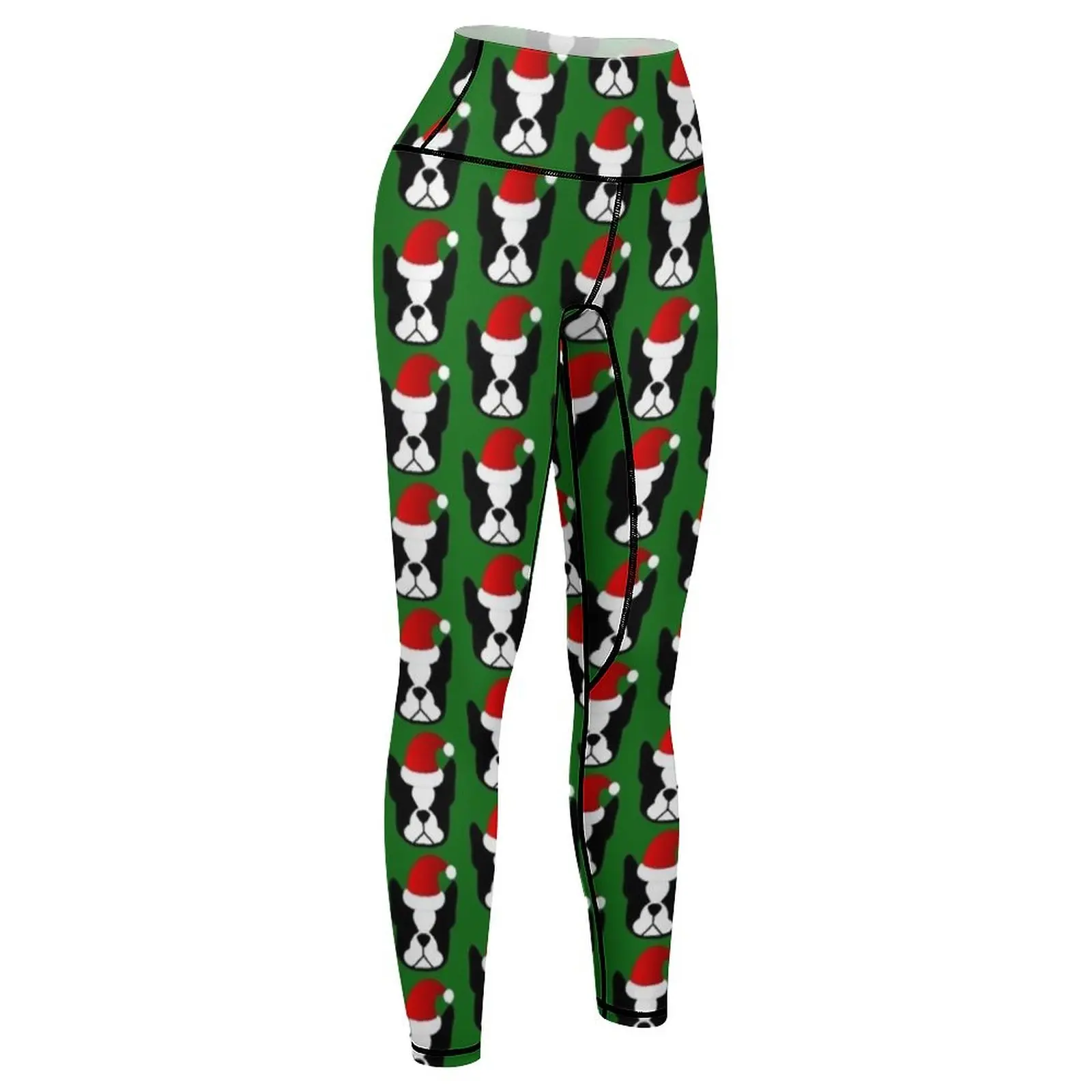 Boston Terrier Santa gift - Boston Terrier sticker - Boston Holiday sticker Leggings Sports pants woman Womens Leggings