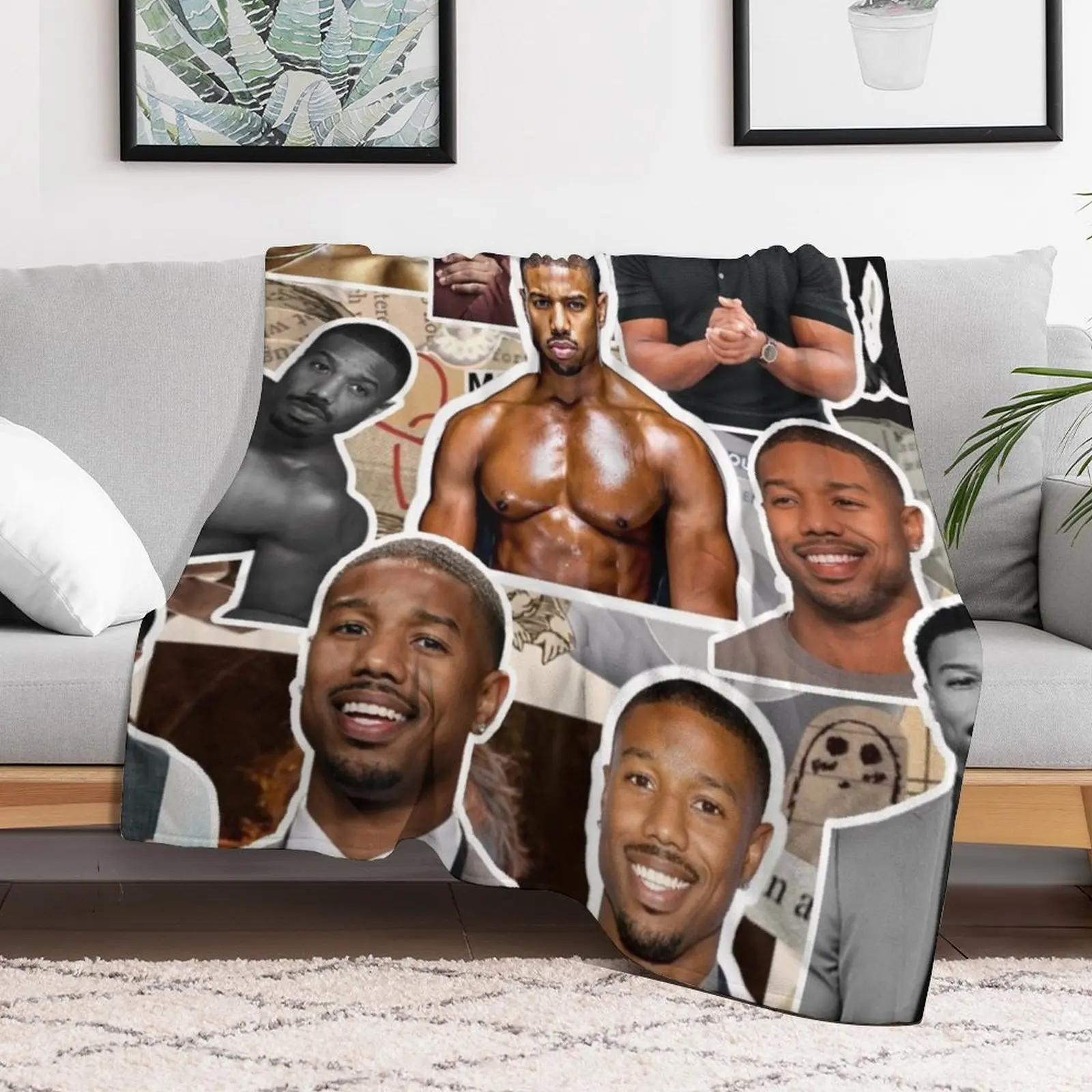 michael b jordan photo collage Throw Blanket Bed linens halloween Blankets