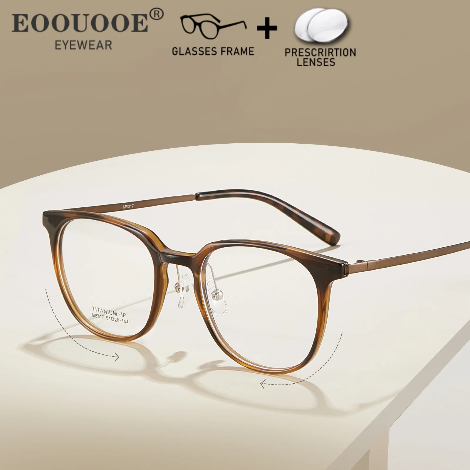 

TR90 Titanium Frame Prescription Glasses for Men & Women Anti Blue Light Myopia & Hyperopia Progressive Lenses Optical Eyewear