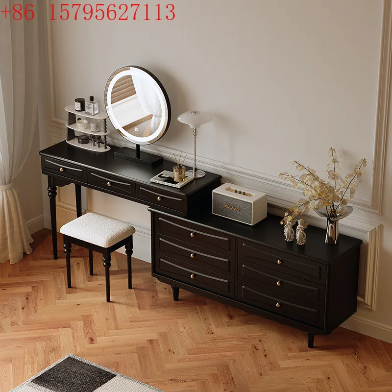 

Mestar Французский ретро-спальный черный угловой столик для хранения вещей из цельного дерева в главной спальне