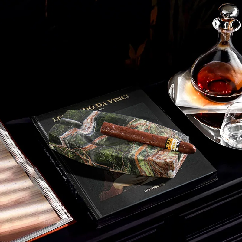 Natural Marble Cigar Ashtray for Outside Patio Luxury Ash Tray for Indoor Outdoor