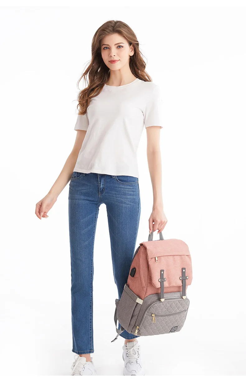 Multi-Functional Large-Capacity Mommy Bag Waterproof Lightweight Parent-Child Diaper Backpack for Pregnant Women
