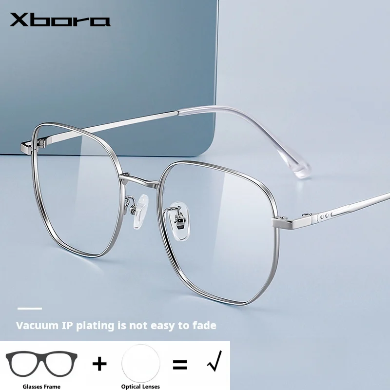 

Women Progressive Prescription Glasses Custom Anti Blue Myopia Optical Lenses Eyewear Men Polygon Eyeglasses Alloy Frames 5802