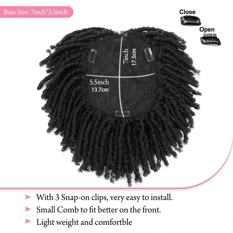 Short Crochet Wigs Synthetic Clips in Hair Toupee Extensions Afro Synthetic Braided Half Wig Dreadlock Hairpieces For Men Women
