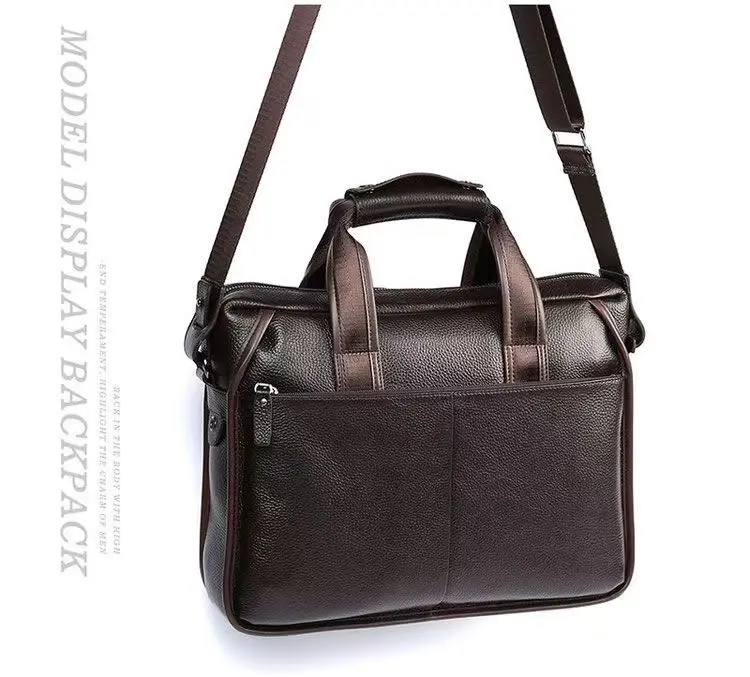 2027 New Luxury Cow Genuine Leather Business Men's Briefcase Male Briefcase Shoulder Bag Men Messenger Bag Tote Computer Handbag