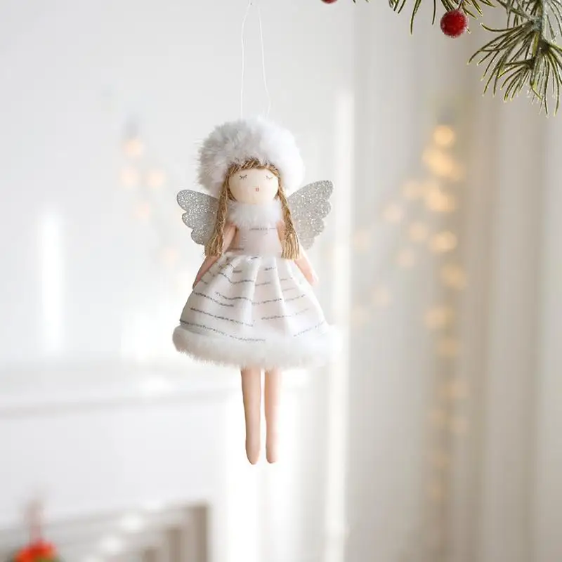 Angel Ornaments For Christmas Velvet Decorative Ornaments Portable Bound Foot Angel Christmas Decor For Christmas Tree Balcony