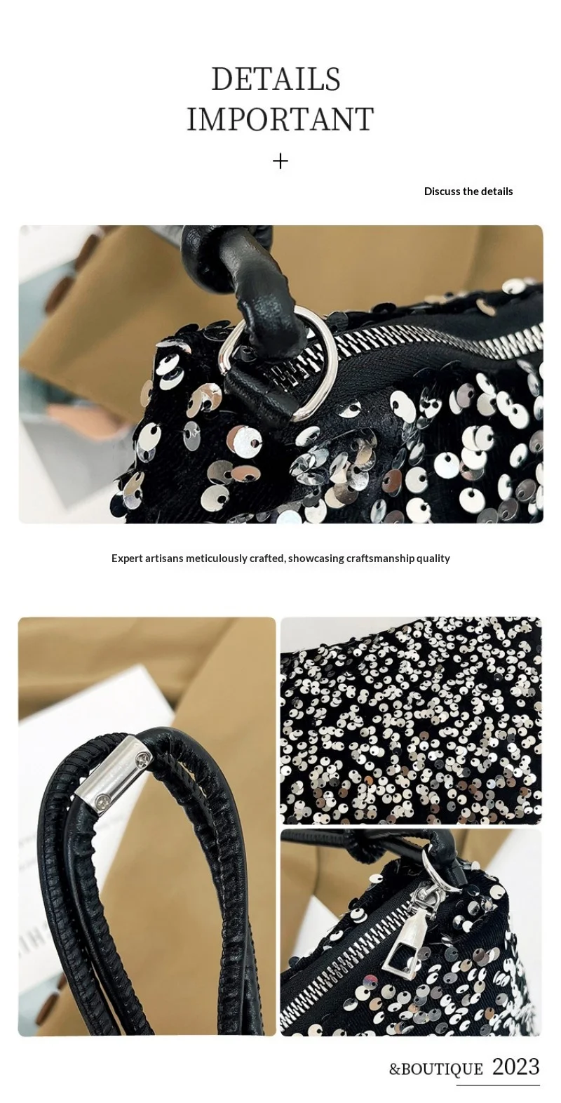 Homefish Koreanische Pailletten-Mini-Umhängetasche für Damen, glitzernde Einzelschulter-Handtasche, vielseitig einsetzbar für den Alltag, Party, Dating, kleine Geldbörse, Geschenk – Detail 4