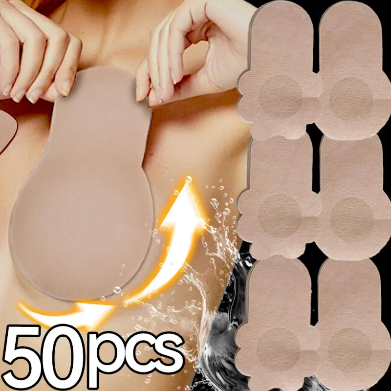 2/50Pcs Self-adhesive Nipple Cover Chest Patch Non-woven Invisible Bra Disposable Sticky Lift Breast Petals Round Flower Pads