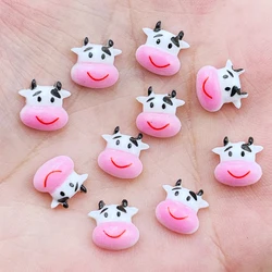 40 Pcs New Cute Mini Kawaii Little Cow Resin Figurine Crafts Flatback Cabochon Ornament Jewelry Making Hairwear A38