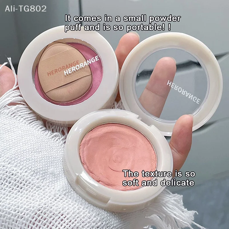 Paleta de Blush Mineral HERORANGE Monochrome Peach, Pó de Blush para Maquiagem Profissional, Contorno e Sombra