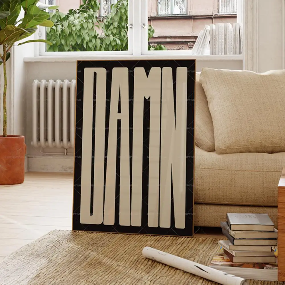 

Modern Nordic Minimalist DAMN Quotes Black Red Wall Art Canvas Painting Posters For Living Room Home Decor