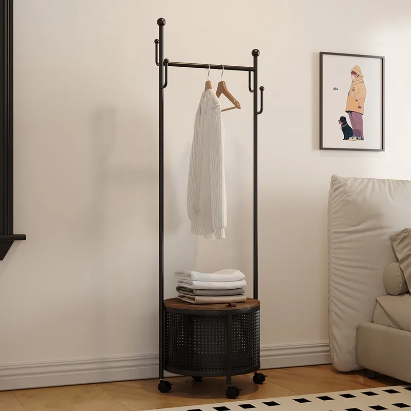 Portable Metal Coat Rack Floor-Standing Multi-Functional All-in-One Bedroom Entryway Home Clothes