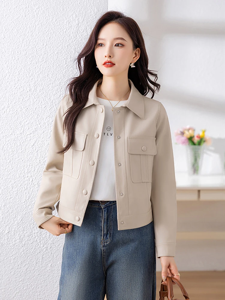 Faionable Motorcycle Sle ort Leather Jaet Women's Slim Fit eepskin Coat Real Leather New Arrival Autumn Winter